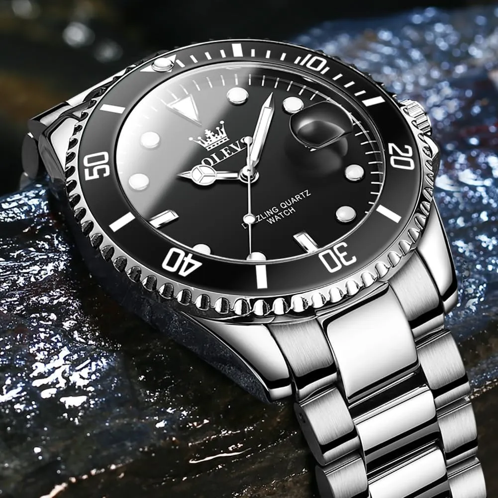 Watches for Men Quartz pancreas Fashion Business Waterproof Watch Analog Stainless Date Week Diamond OLEVS 
