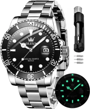 Watches for Men Quartz pancreas Fashion Business Waterproof Watch Analog Stainless Date Week Diamond OLEVS 