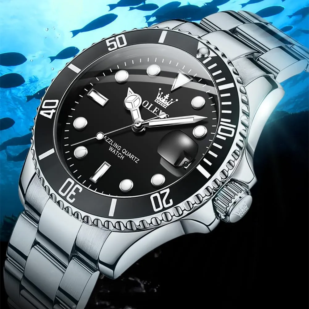 Watches for Men Quartz pancreas Fashion Business Waterproof Watch Analog Stainless Date Week Diamond OLEVS 