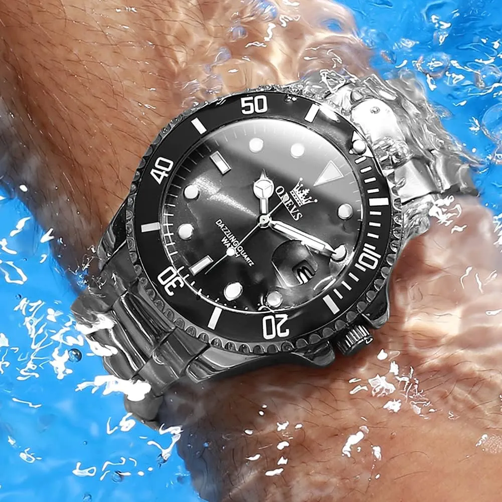 Watches for Men Quartz pancreas Fashion Business Waterproof Watch Analog Stainless Date Week Diamond OLEVS 