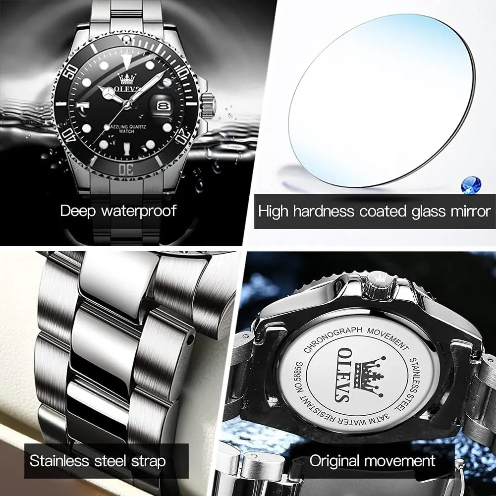 Watches for Men Quartz pancreas Fashion Business Waterproof Watch Analog Stainless Date Week Diamond OLEVS 