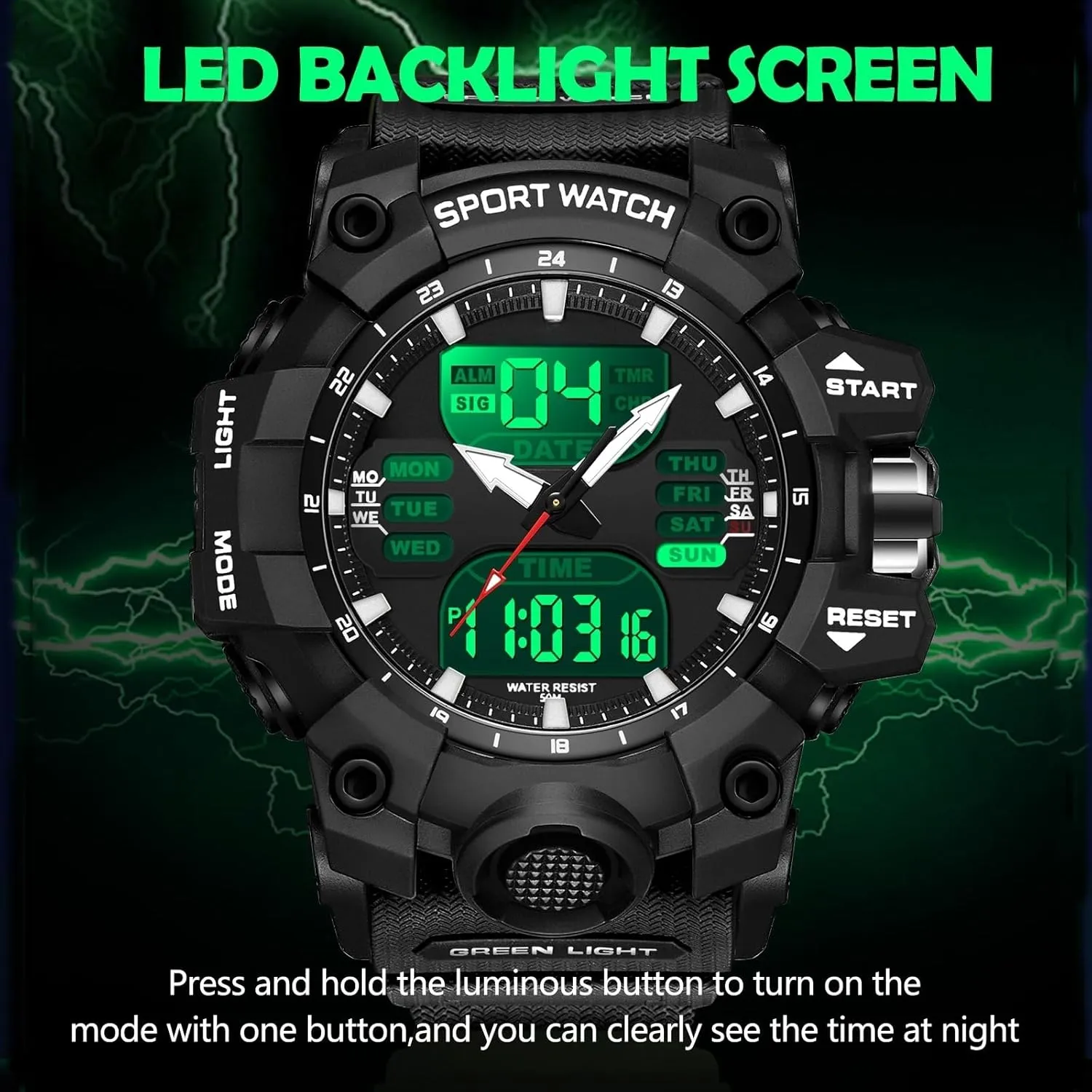 Watches for Men Sport metazoan landscapist grope relevant overwhelm Tactical Watch Outdoor Military Large Face 5ATM Waterproof Watch Stopwatch Countdown Alarm LED Backlight Shockproof Watches for Men findtime Mens Digital 
