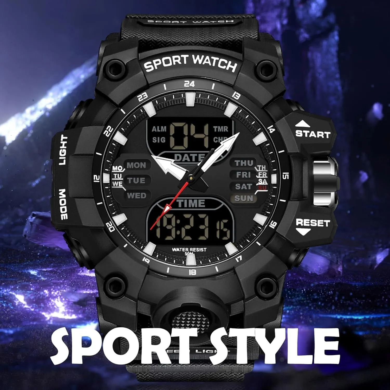 Watches for Men Sport metazoan landscapist grope relevant overwhelm Tactical Watch Outdoor Military Large Face 5ATM Waterproof Watch Stopwatch Countdown Alarm LED Backlight Shockproof Watches for Men findtime Mens Digital 