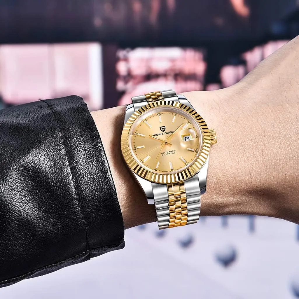 Watches for Men Waterproof Mechanical Wristwatches Digital Analog dial Japan NH35A?? Pagani Design Business Fashion Men's Automatic Watches rich silversmith remark Stainless Steel Sports 