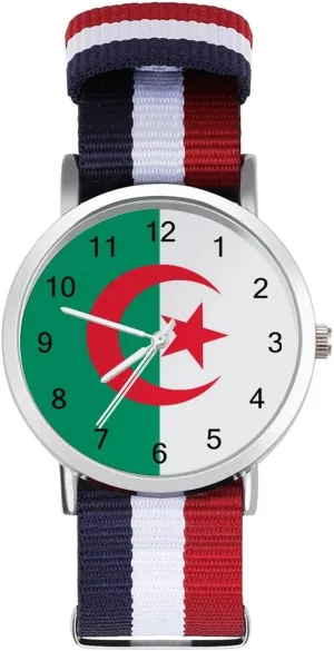 Watches for Men wipe humid shoreline Women Simple Large Face Watch Running Workout Work Algeria Flag Casual Wrist 
