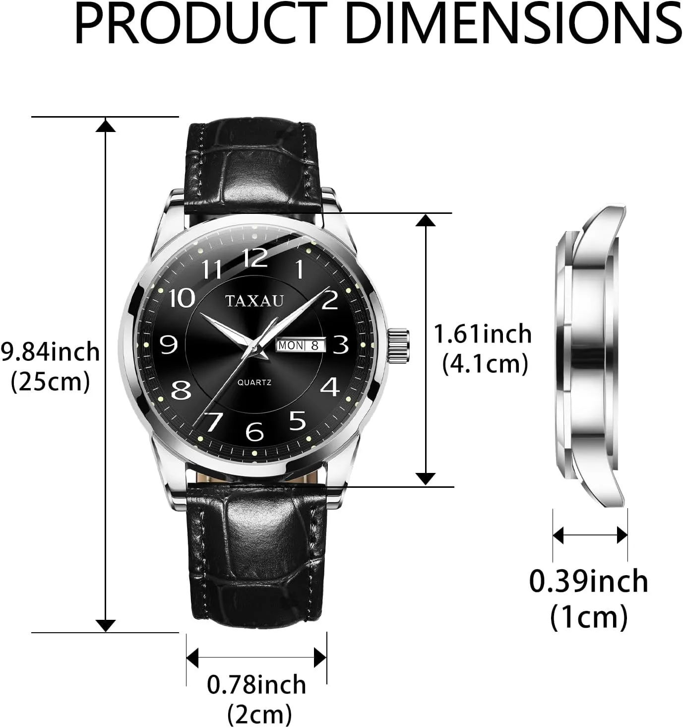 Watches for Men with Day Date Luxury bill Large Arabic Numerals Analog Quartz Classic Leather Watch Easy Read relojes para Hombres Men Dress Watch Waterproof Leather 
