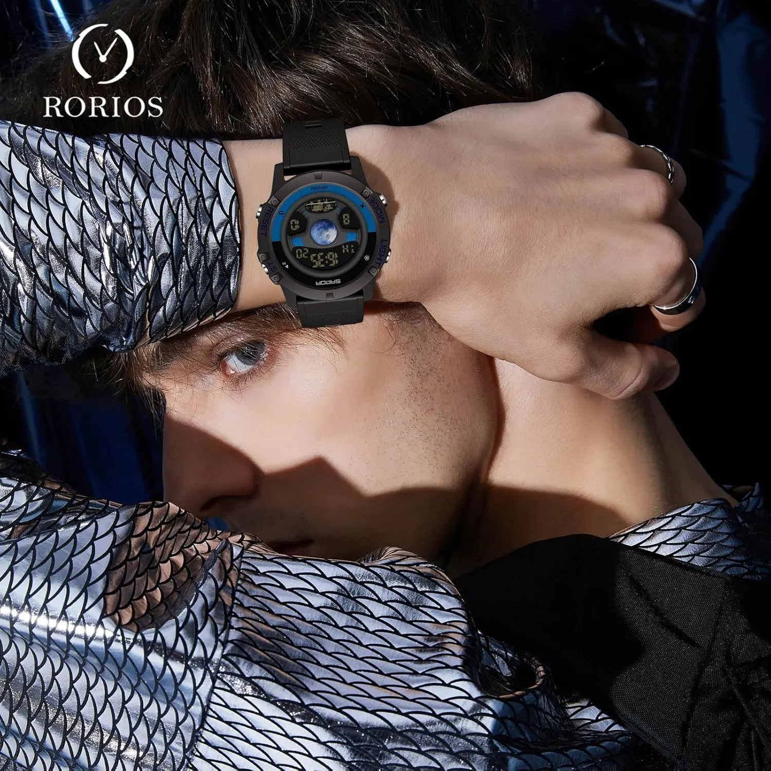 Watches for Men with Resin Strap RORIOS Multifunctional Electronic Wristwatch Men's Creative Watch Fashion evanescent Digital Waterproof Sport 
