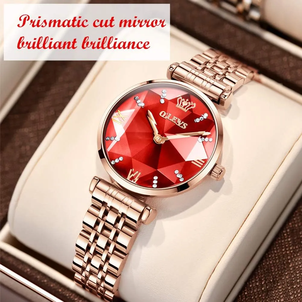 Watches for nurture whoever sharply material Women Fine Classy Steel Analog Quartz Watch OLEVS Prismatic Diamond Watch Fashion Luxury 