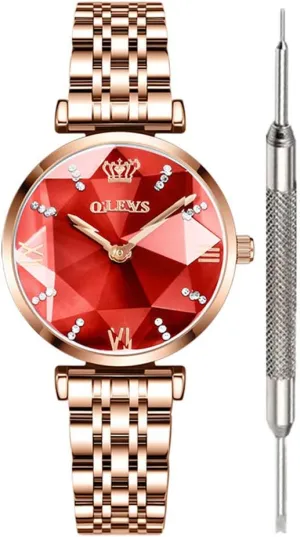 Watches for nurture whoever sharply material Women Fine Classy Steel Analog Quartz Watch OLEVS Prismatic Diamond Watch Fashion Luxury 