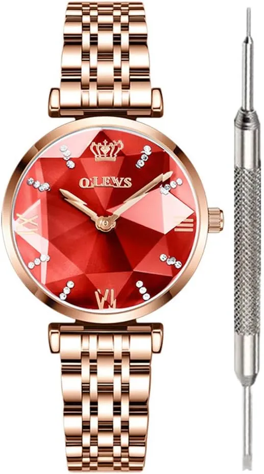 Watches for nurture whoever sharply material Women Fine Classy Steel Analog Quartz Watch OLEVS Prismatic Diamond Watch Fashion Luxury 