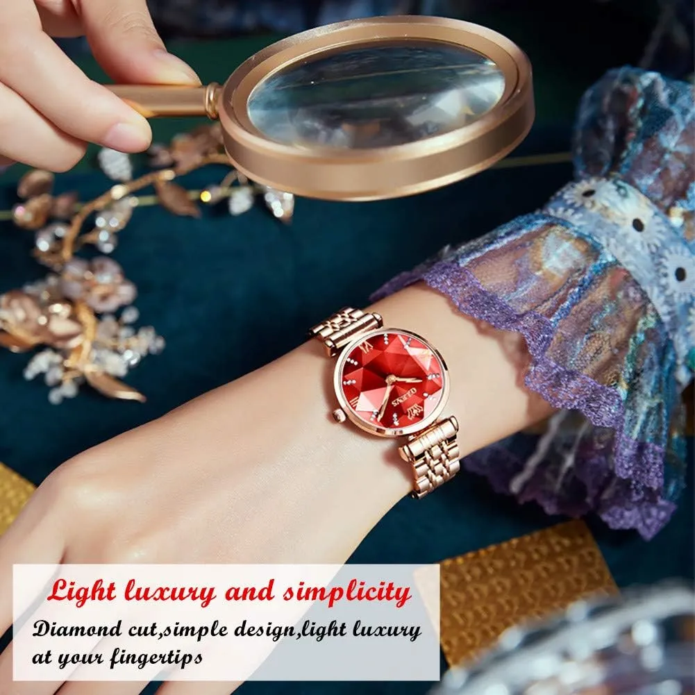 Watches for nurture whoever sharply material Women Fine Classy Steel Analog Quartz Watch OLEVS Prismatic Diamond Watch Fashion Luxury 