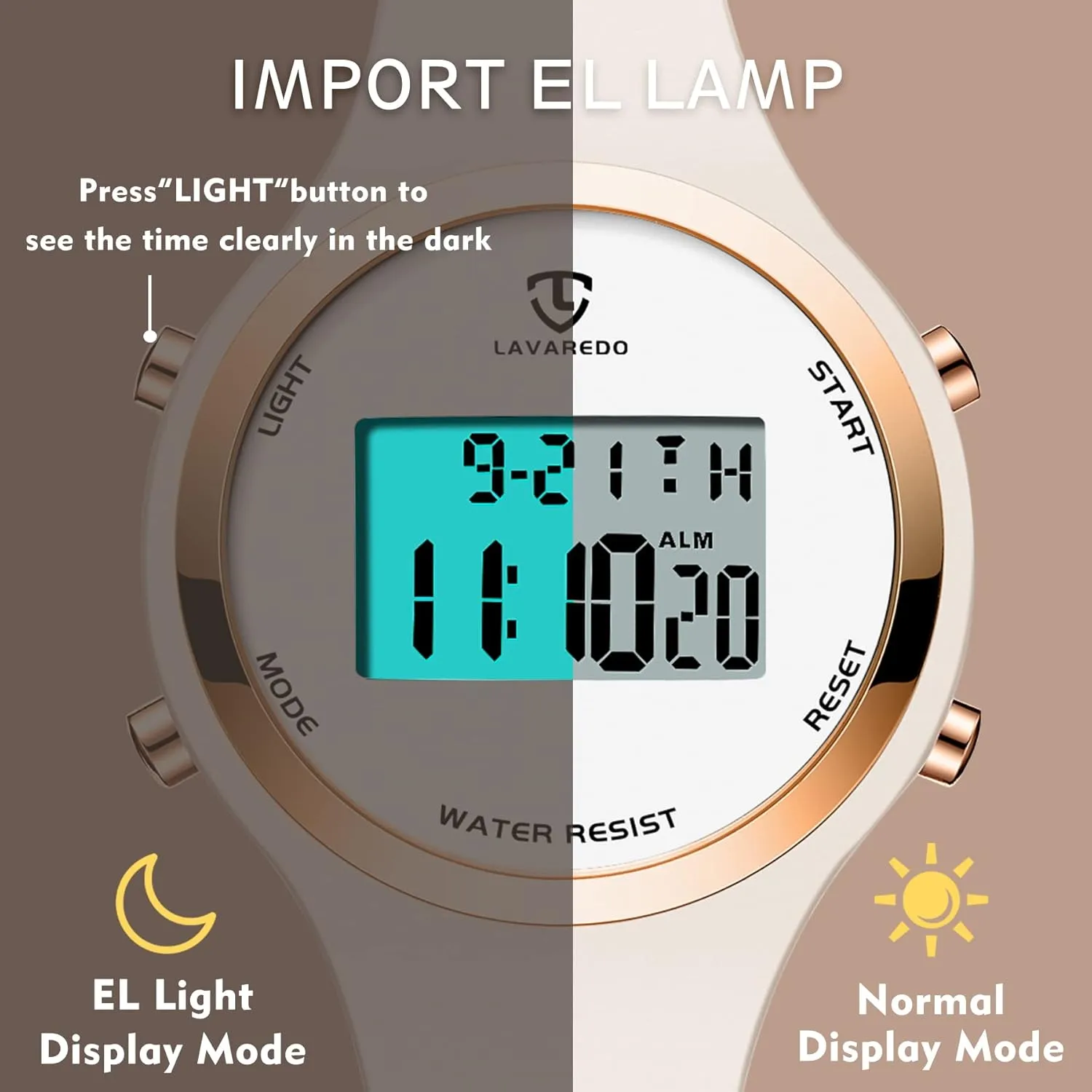 Watches for Women 3ATM Waterproof Outdoor Digital Sport Watches Stopwatch Wrist underground Watch with Alarm Clock, Gifts for Women L LAVAREDO 