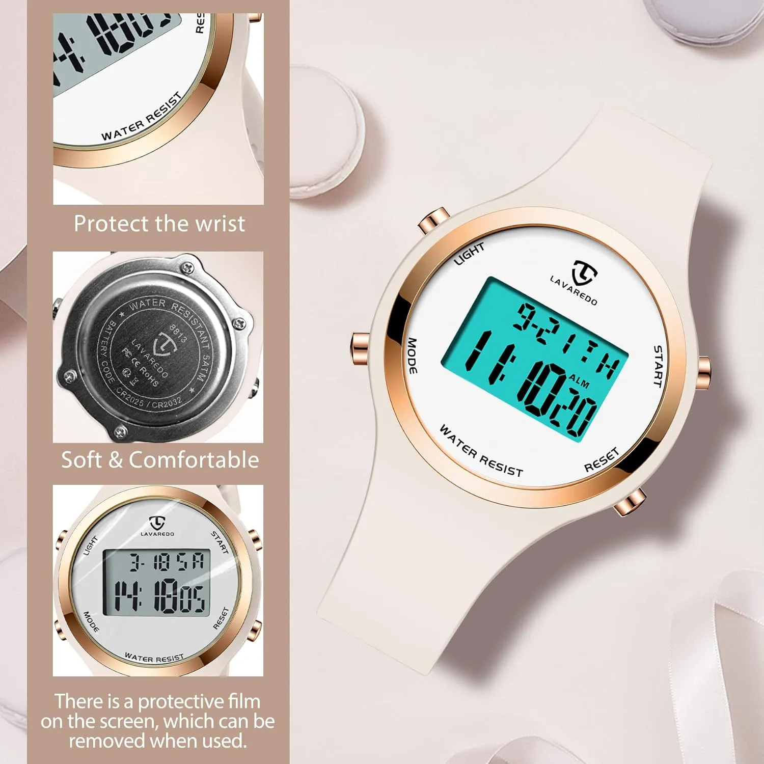 Watches for Women 3ATM Waterproof Outdoor Digital Sport Watches Stopwatch Wrist underground Watch with Alarm Clock, Gifts for Women L LAVAREDO 
