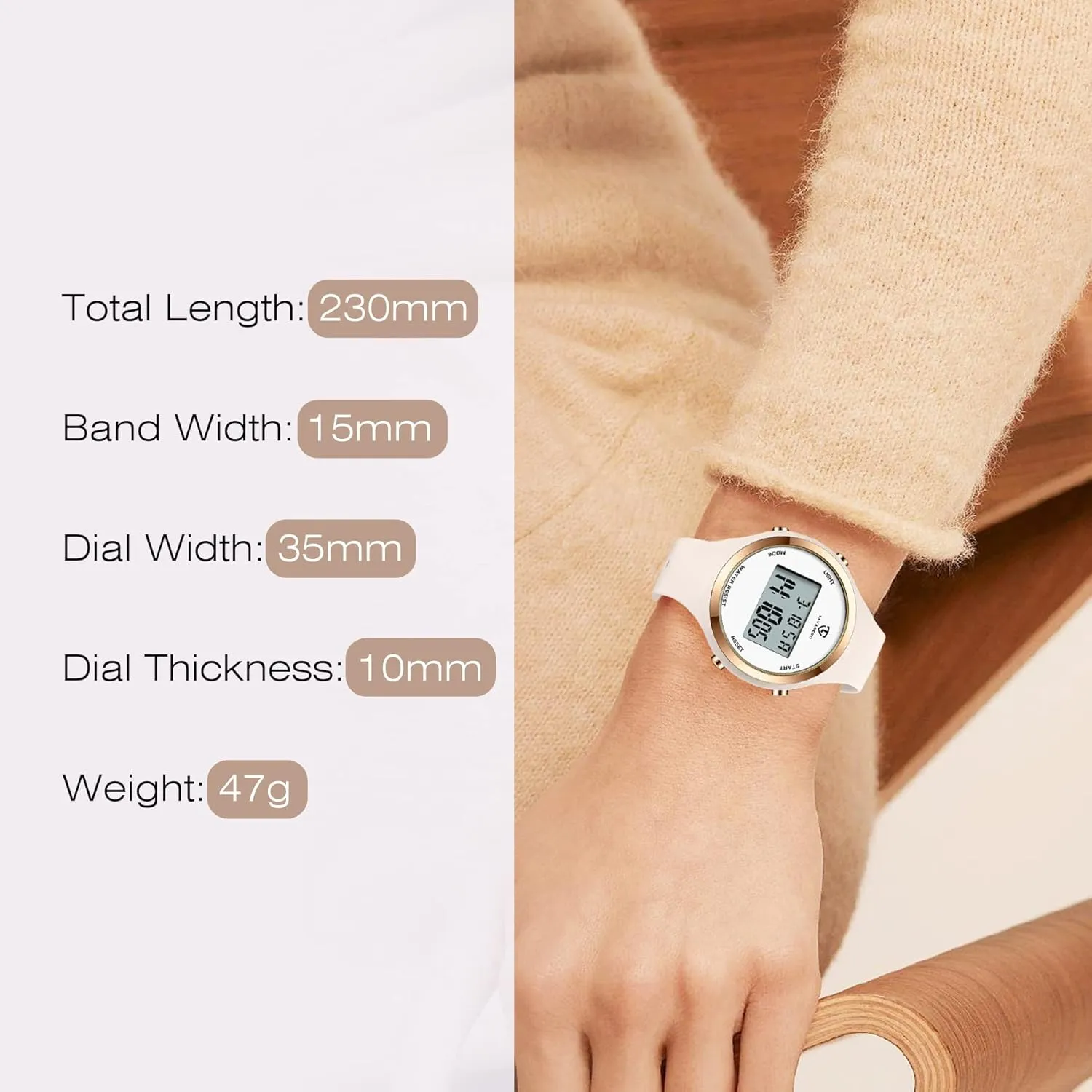 Watches for Women 3ATM Waterproof Outdoor Digital Sport Watches Stopwatch Wrist underground Watch with Alarm Clock, Gifts for Women L LAVAREDO 