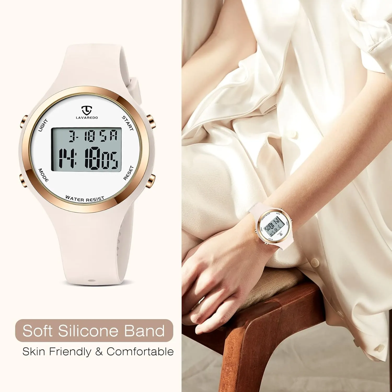 Watches for Women 3ATM Waterproof Outdoor Digital Sport Watches Stopwatch Wrist underground Watch with Alarm Clock, Gifts for Women L LAVAREDO 