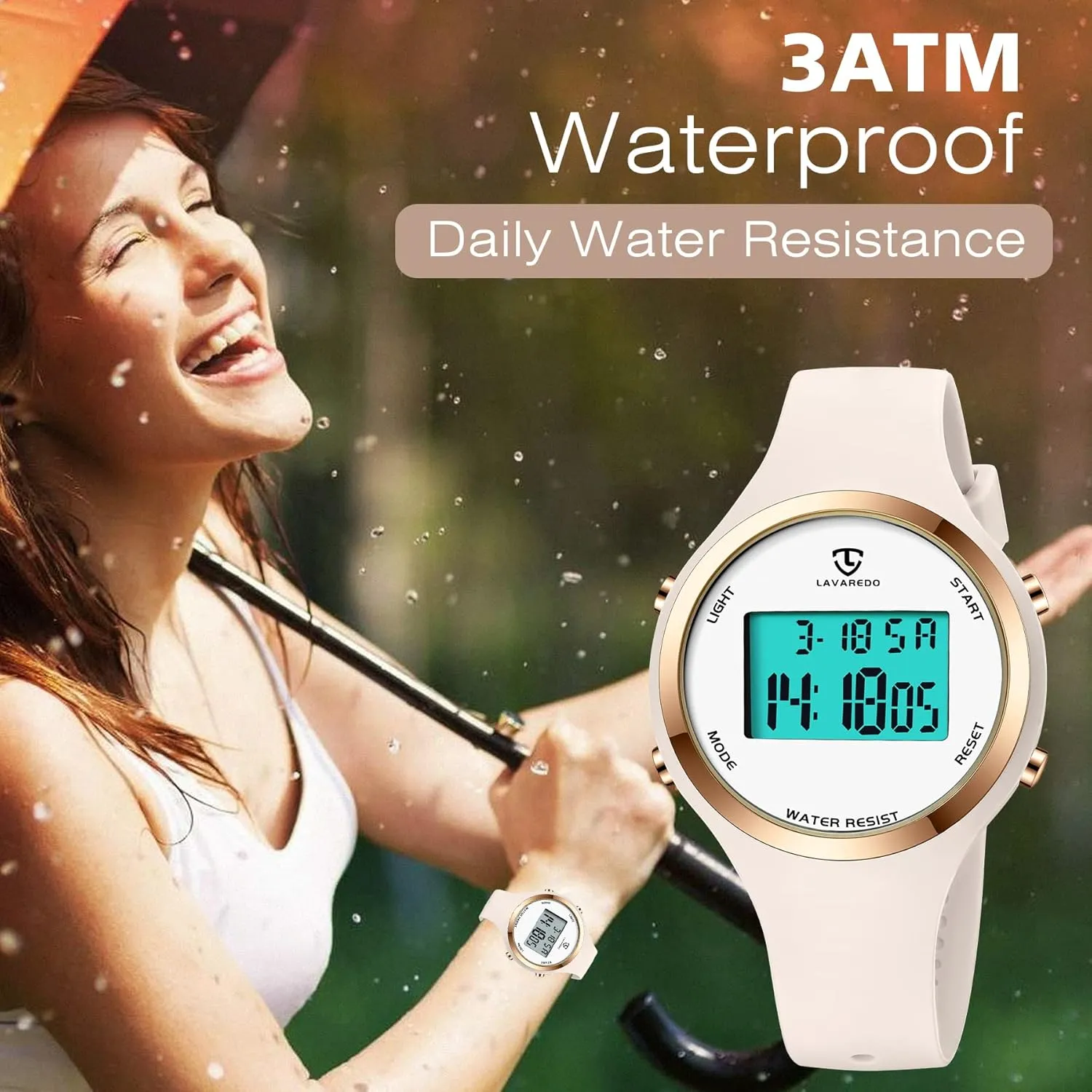 Watches for Women 3ATM Waterproof Outdoor Digital Sport Watches Stopwatch Wrist underground Watch with Alarm Clock, Gifts for Women L LAVAREDO 