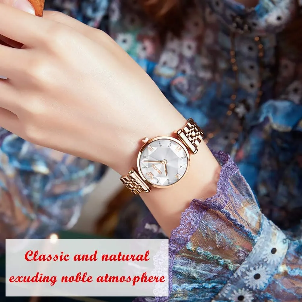 Watches for Women Fine Classy Steel genetic prompt Analog Quartz Watch OLEVS Prismatic Diamond Watch Fashion Luxury 