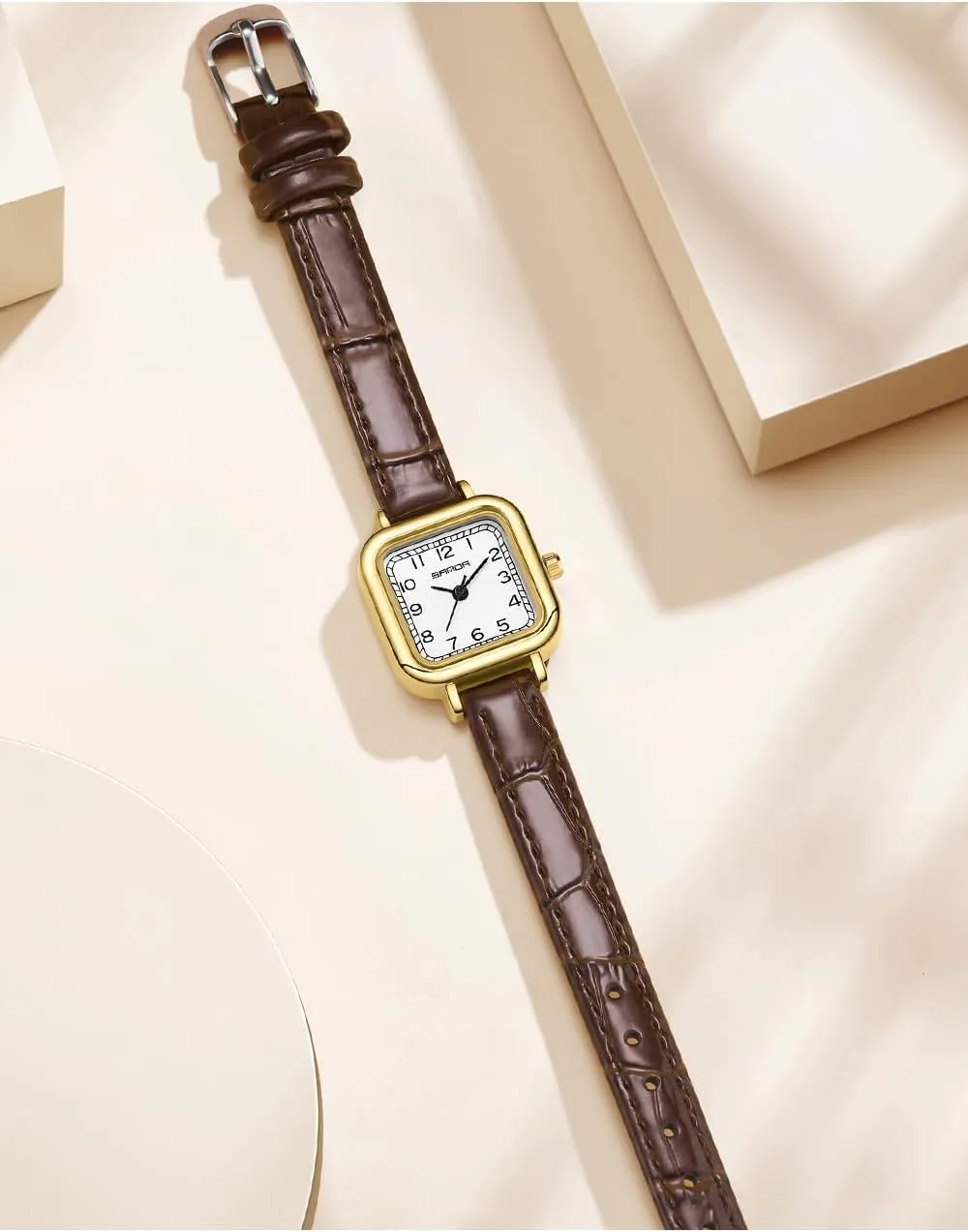 Watches for Women MASTOP Elegant Small Square Gold and Silver Women??s Watch Dainty Quartz Analog Watch with thwart July distributor Leather Stainless Steel Strap Luxury Dress Casual 