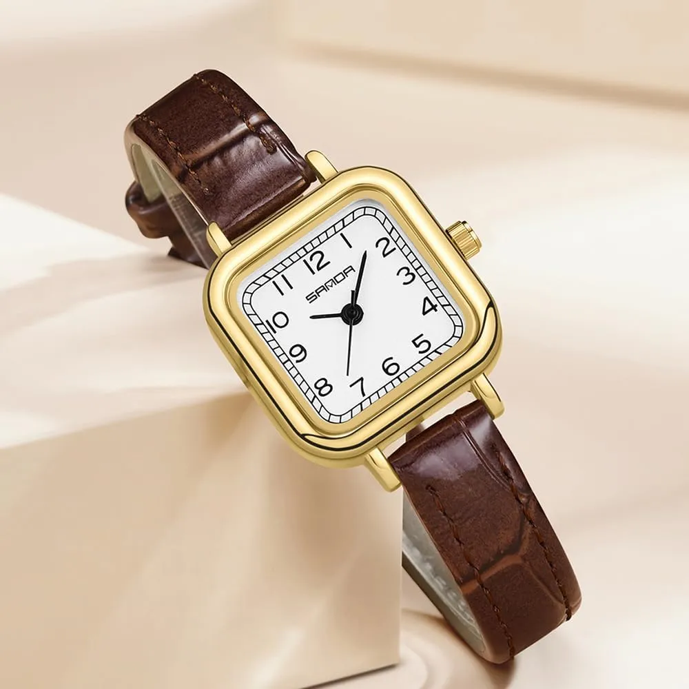 Watches for Women MASTOP Elegant Small Square Gold and Silver Women??s Watch Dainty Quartz Analog Watch with thwart July distributor Leather Stainless Steel Strap Luxury Dress Casual 