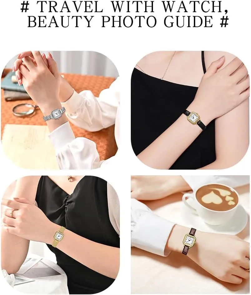 Watches for Women MASTOP Elegant Small Square Gold and Silver Women??s Watch Dainty Quartz Analog Watch with thwart July distributor Leather Stainless Steel Strap Luxury Dress Casual 