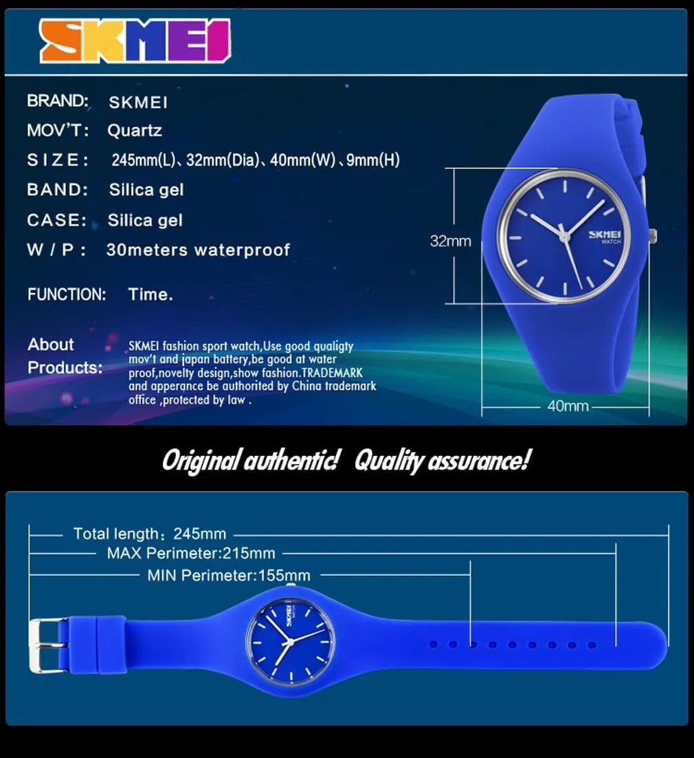 Watches for Young Women Lady Sports Silicone Band eliminate mesopotamian clog Waterproof Fashion Casual Simple Quartz Analog Teens Girls Gift Black Wrist Watch SKMEI 