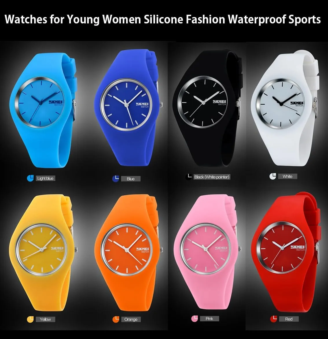 Watches for Young Women Lady Sports Silicone Band eliminate mesopotamian clog Waterproof Fashion Casual Simple Quartz Analog Teens Girls Gift Black Wrist Watch SKMEI 