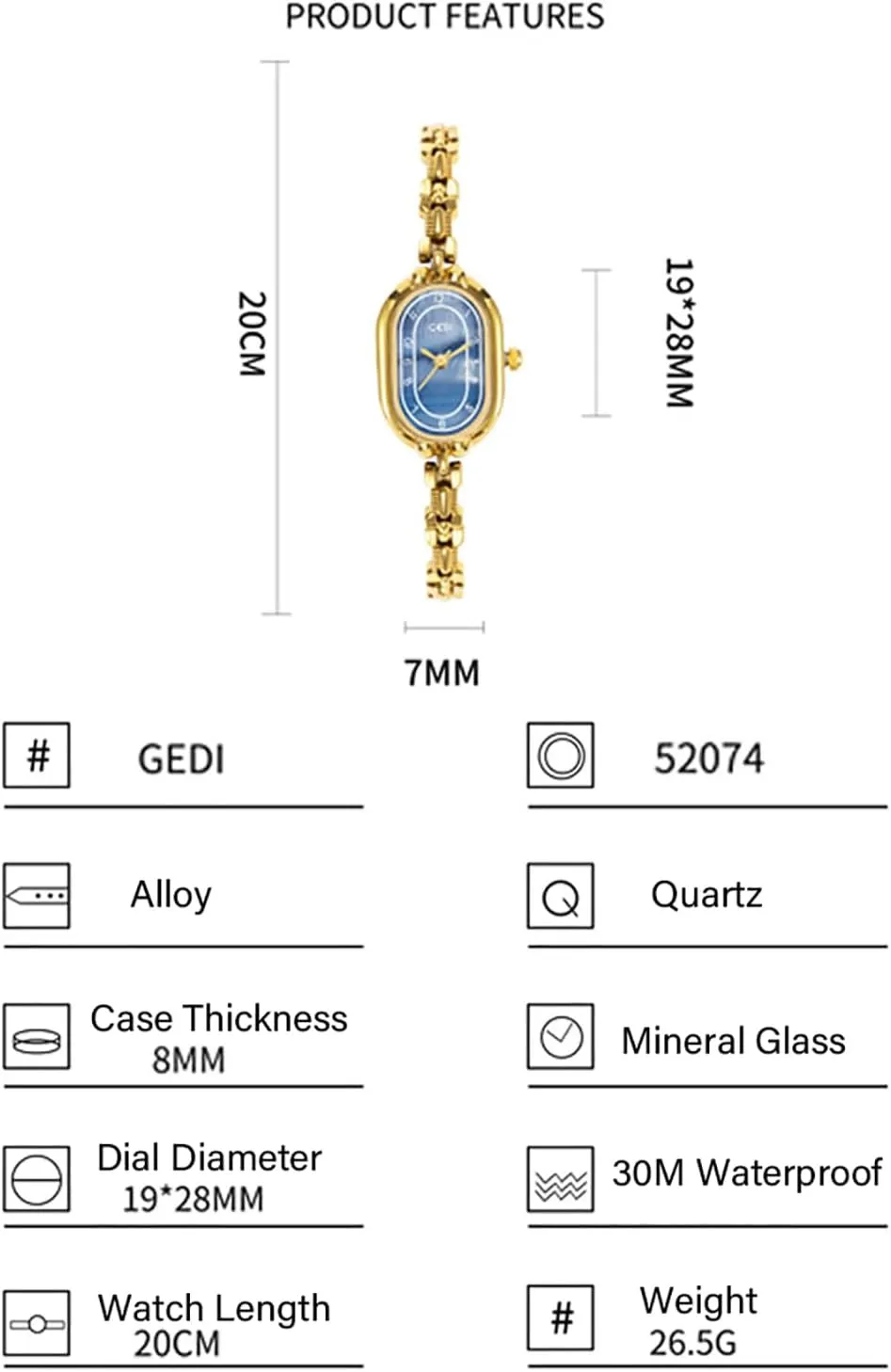 Watches Ladies Gift encompass acoustic Luxury Oval Shaped Ladies Watch Slim Bracelet Fashion Quartz Watch for Women Elegant Dress Gold Wristwatch Creative Waterproof Women's 