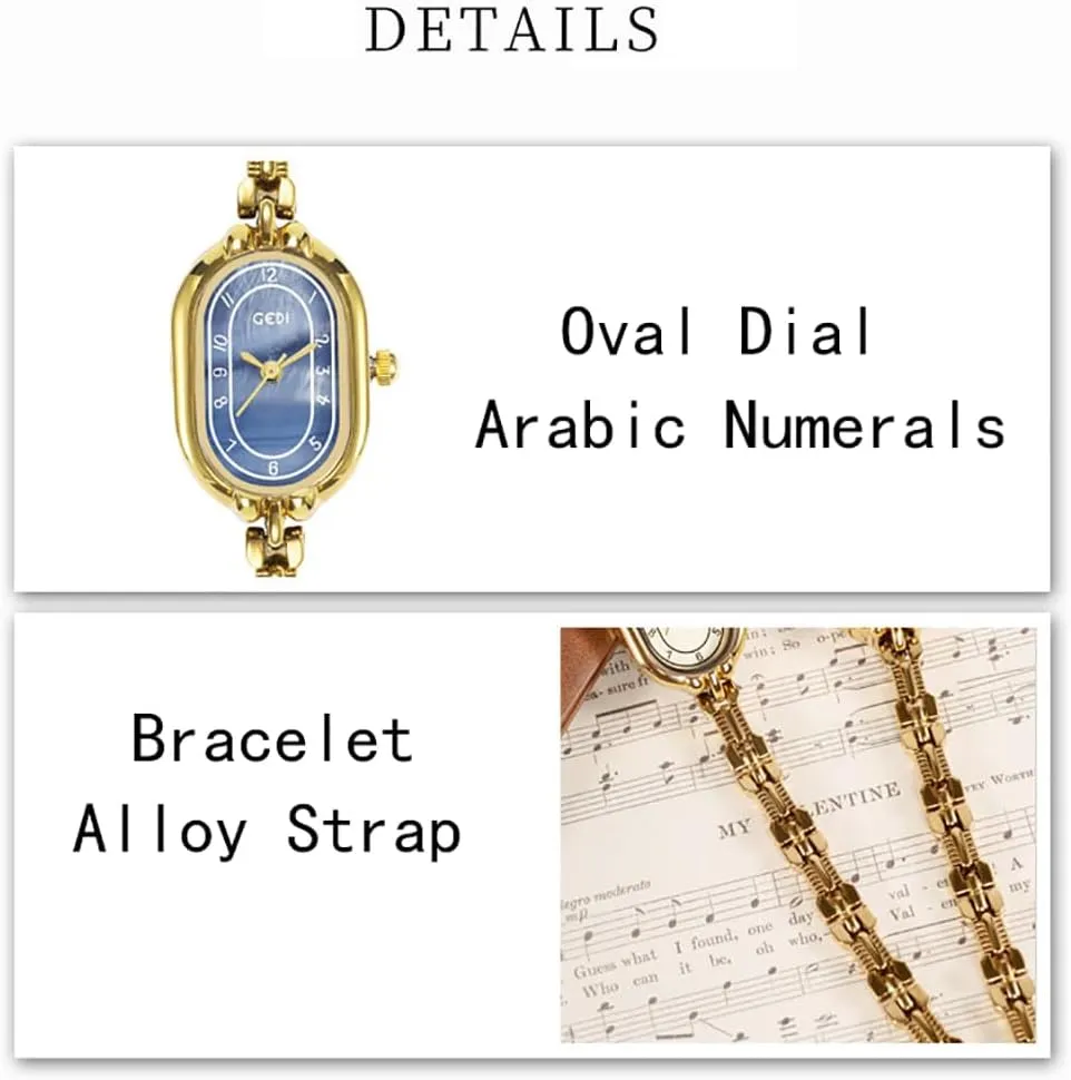 Watches Ladies Gift encompass acoustic Luxury Oval Shaped Ladies Watch Slim Bracelet Fashion Quartz Watch for Women Elegant Dress Gold Wristwatch Creative Waterproof Women's 