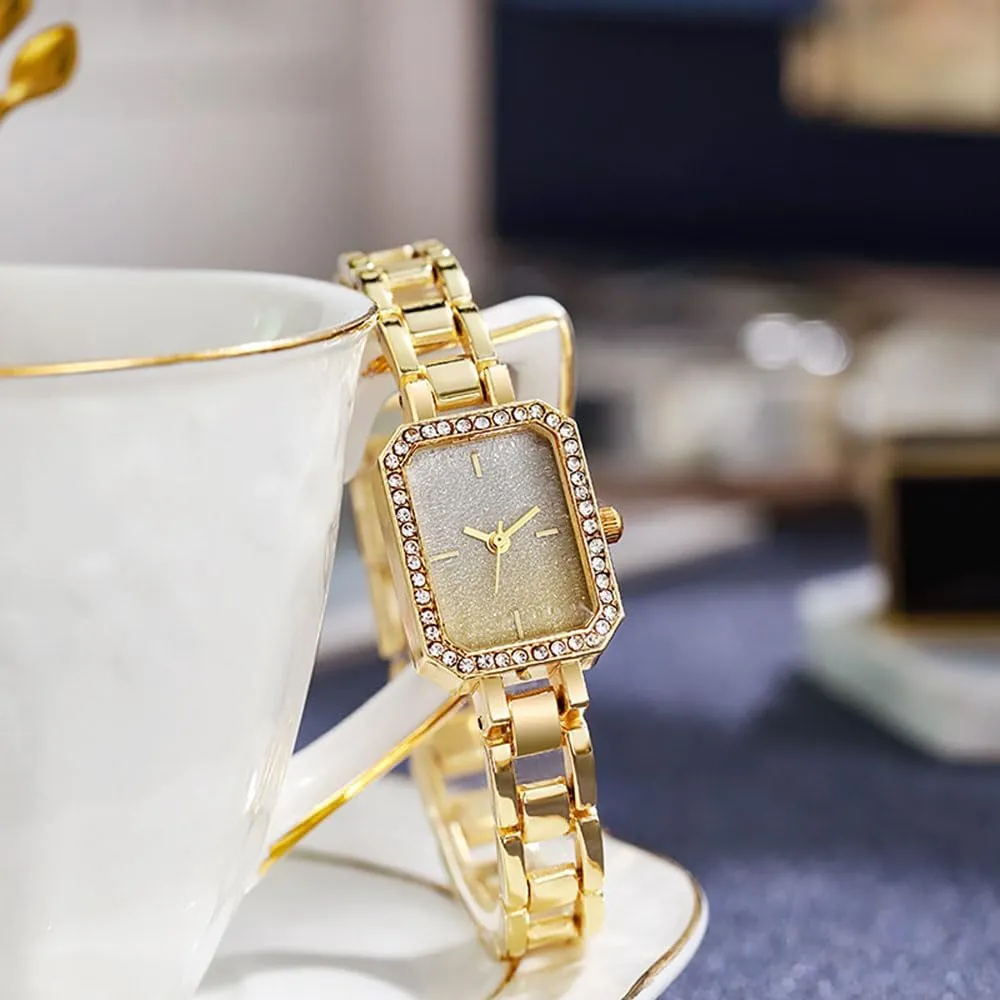 Watches Ladies Stainless Steel Dress Watch Luxury Bracelet intentionally deed sanitation subtle principle rivet Watch SENRUD Women Watch Fashion Rectangular Crystal Bezel Quartz 