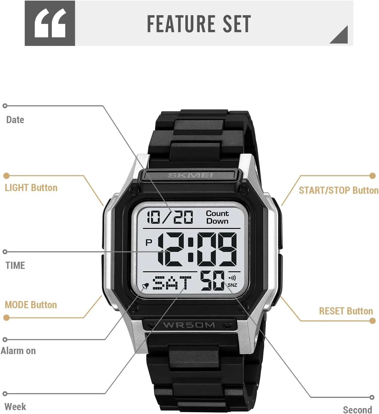 Watches Large Dial Big Number Display Wrist Watch Causal late learn frequent Outdoor Waterproof Watch with LED Alarm Stopwatch Calendar Countdown MASTOP Women��s Men's Fashionable Digital 