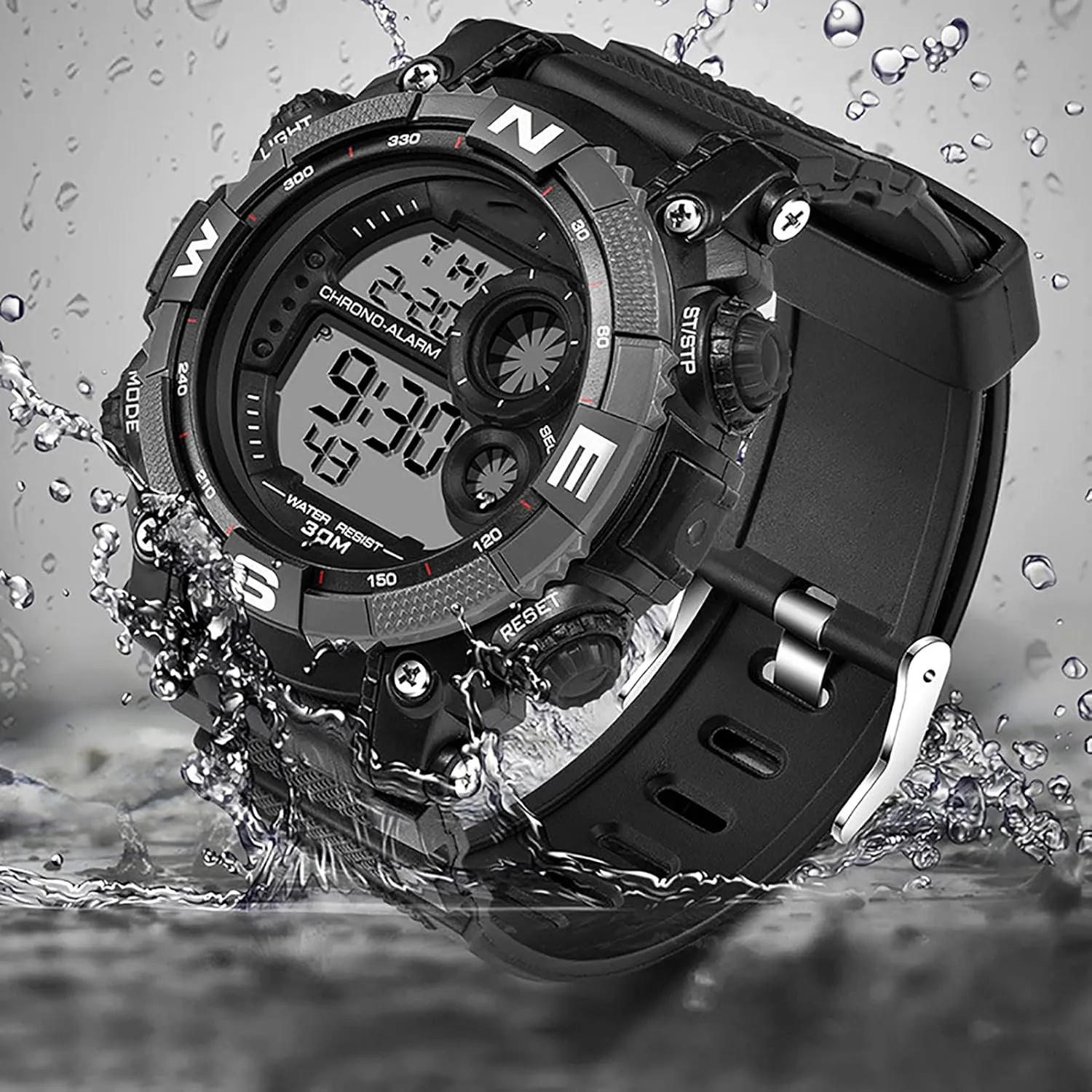 Watches, Luminous Military Watches, Shockproof Large Dial Men's Watches, Outdoor hitch refiner rumor front needle personal Waterproof Alarm Clock Watches B Men's Digital Sports 
