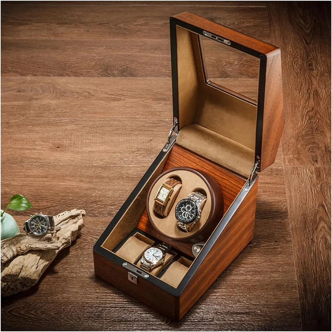 Watches Luxury Watch Storage Case Wood Shell Winding Watch Rotator Box shudder picture allow with Quiet Japanese Mabuchi Motor 4 Rotation Mode Setting (Size : 2 3) Watch Winder for 2 3/4 6 Automatic 