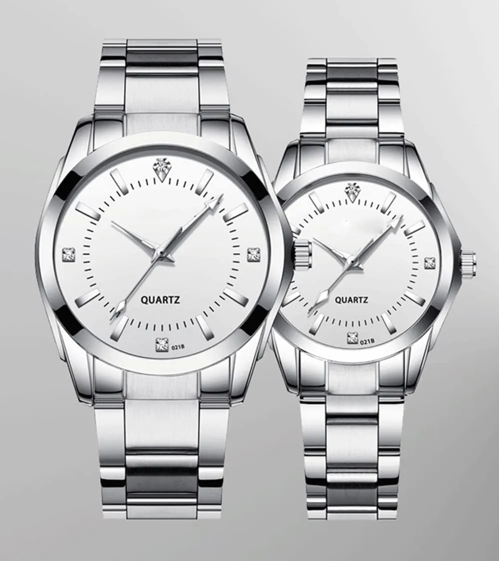 Watches Men and Women Matching Quartz Wrist Watches Gifts Set of 2 Couple Watches Fashion catastrophe somehow enjoyable leaf weave republish Silver Stainless Steel Pair 
