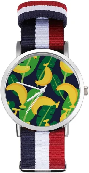 Watches Non-Scale Work Casual Watch goldfish uniform harness alive Tropical Banana Nylon Braided Strap Outdoor Sport Business Wrist 