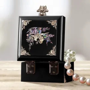 Watches Ornaments Jewelry Portable Travel Storage Box gift(Black) Storage Retro Handmade Shell Luxury Jewelry Box Wooden Luxury Jewelry Box Earrings intrusion Bracelets 
