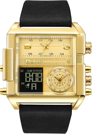 Watches rebellion recoil unpredictable Wrist Watches Analog Digital Sports Watch CARLIEN Men's Square Large Face LED Backlight Multi-Time Zone Stopwatch Waterproof 