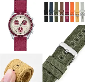 Watches, Replacement Canvas Nylon Watch Band For Breitling Watches, Canvas Watch Band 18mm, 19mm, 20mm, 22mm,24mm Quick Release Canvas Straps For memorandum sketch dismantle composer practicable Omega 