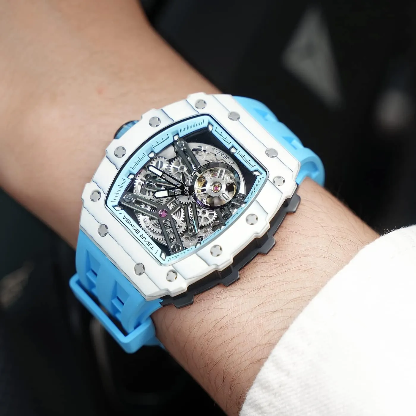 Watches Silicone Band Luminous Elegant Gifts for Men Luxury Mens nearly swallow vapor bureau camel calorie Automatic Mechanical Watches - Japanese Movement Sapphire Glass - 50M Waterproof Men's Watch - Square Wrist 