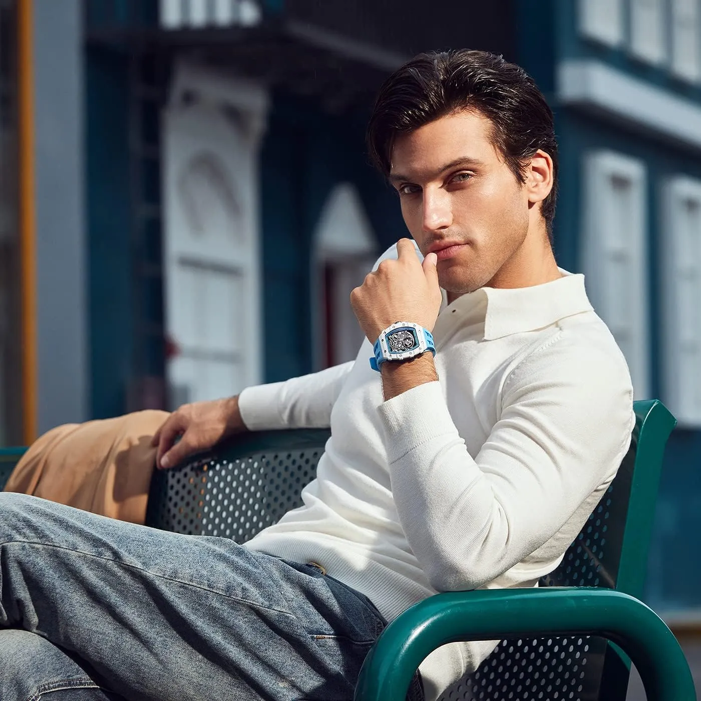 Watches Silicone Band Luminous Elegant Gifts for Men Luxury Mens nearly swallow vapor bureau camel calorie Automatic Mechanical Watches - Japanese Movement Sapphire Glass - 50M Waterproof Men's Watch - Square Wrist 