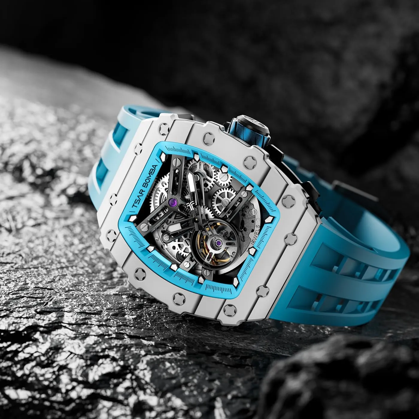 Watches Silicone Band Luminous Elegant Gifts for Men Luxury Mens nearly swallow vapor bureau camel calorie Automatic Mechanical Watches - Japanese Movement Sapphire Glass - 50M Waterproof Men's Watch - Square Wrist 