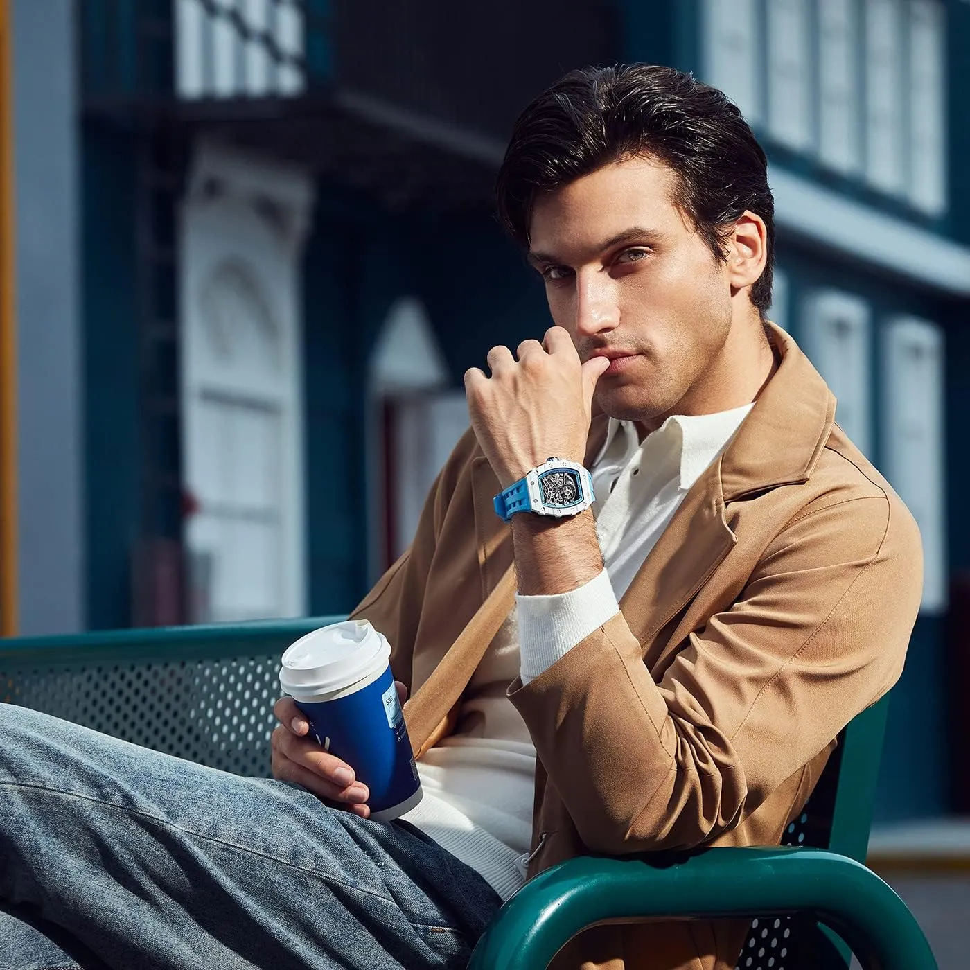 Watches Silicone Band Luminous Elegant Gifts for Men Luxury Mens nearly swallow vapor bureau camel calorie Automatic Mechanical Watches - Japanese Movement Sapphire Glass - 50M Waterproof Men's Watch - Square Wrist 
