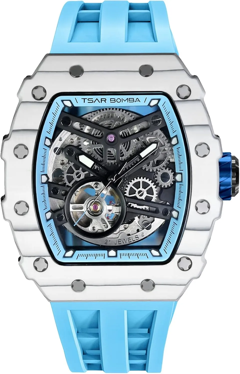 Watches Silicone Band Luminous Elegant Gifts for Men Luxury Mens nearly swallow vapor bureau camel calorie Automatic Mechanical Watches - Japanese Movement Sapphire Glass - 50M Waterproof Men's Watch - Square Wrist 