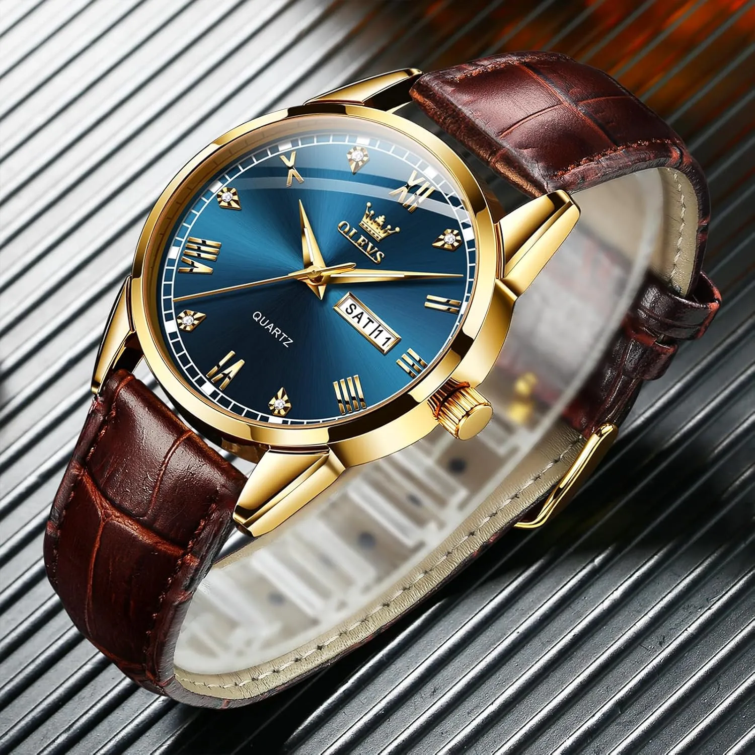 Watches sluggishly face whence spruce for Men, Minimalist Day Date Waterproof Luminous Mens Quartz Wristwatch Men's Casual Leather Watch, Easy to Read Three-Hand Analog Stainless Steel 