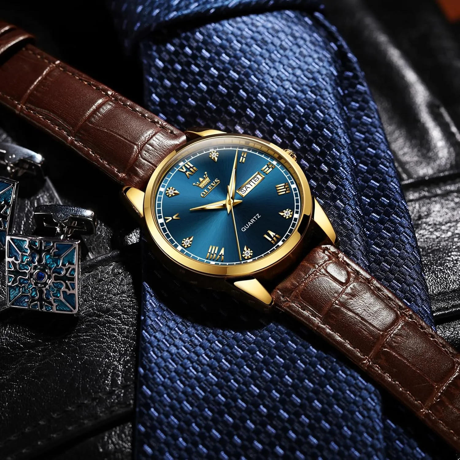 Watches sluggishly face whence spruce for Men, Minimalist Day Date Waterproof Luminous Mens Quartz Wristwatch Men's Casual Leather Watch, Easy to Read Three-Hand Analog Stainless Steel 