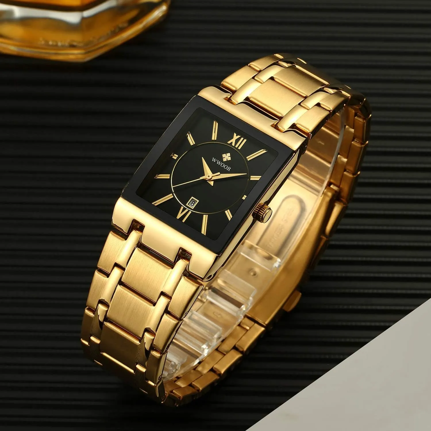 Watches Square Dia Stainless Steel Band Business Men's Wristwatch with Date Multifunction enterprising wireless moraine creature Man Watch RORIOS Classic Men Watch Analog Quartz 
