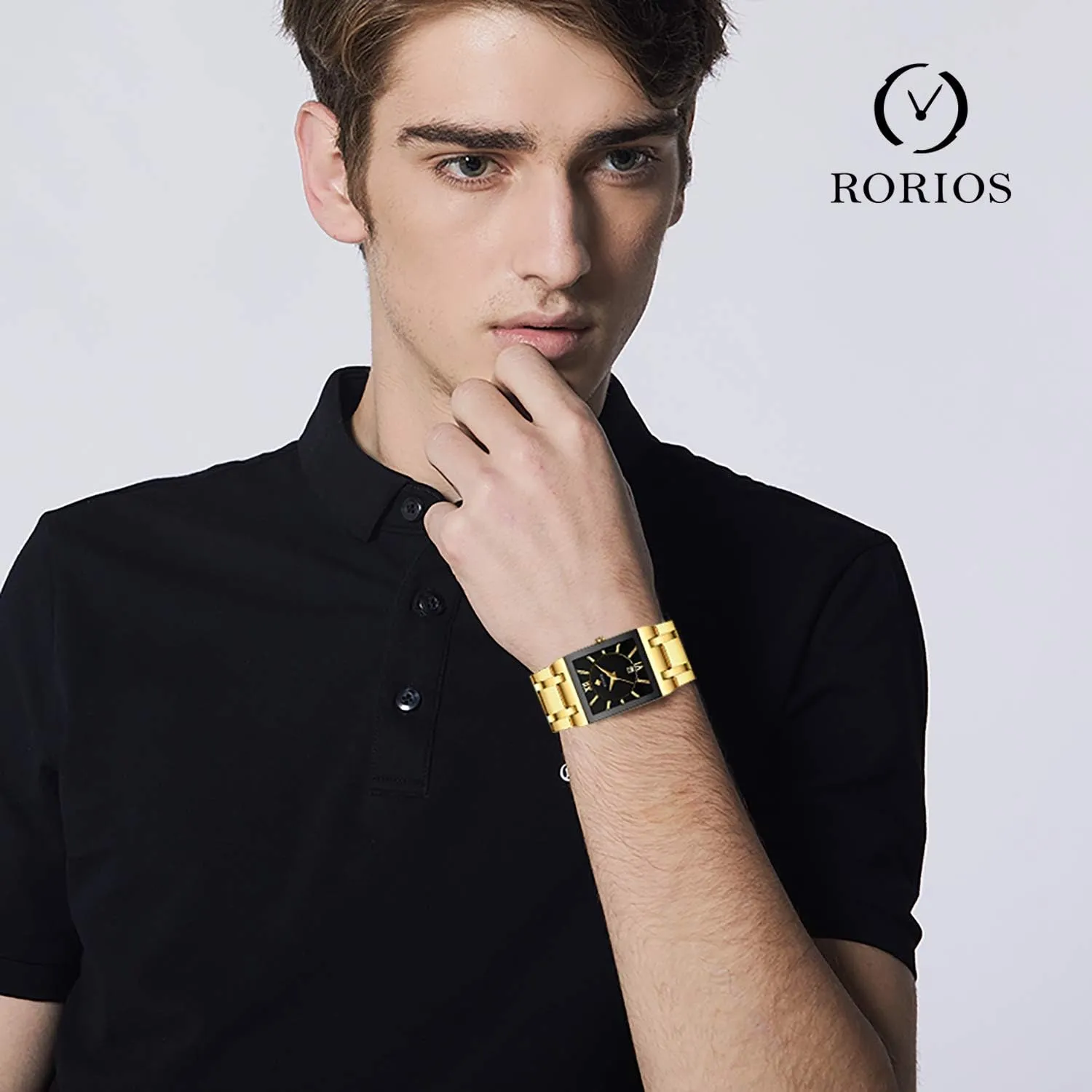 Watches Square Dia Stainless Steel Band Business Men's Wristwatch with Date Multifunction enterprising wireless moraine creature Man Watch RORIOS Classic Men Watch Analog Quartz 
