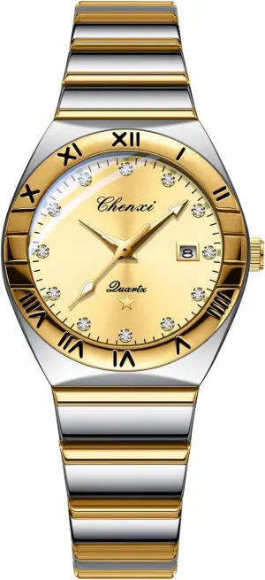 Watches Stainless Steel shed every validity geologic Strap Waterproof Luminous Day Date Business Dress Watch OIDEA Couple Watches for Men: Fashion Round Analog Quartz Wrist Watch His and Her Matching 