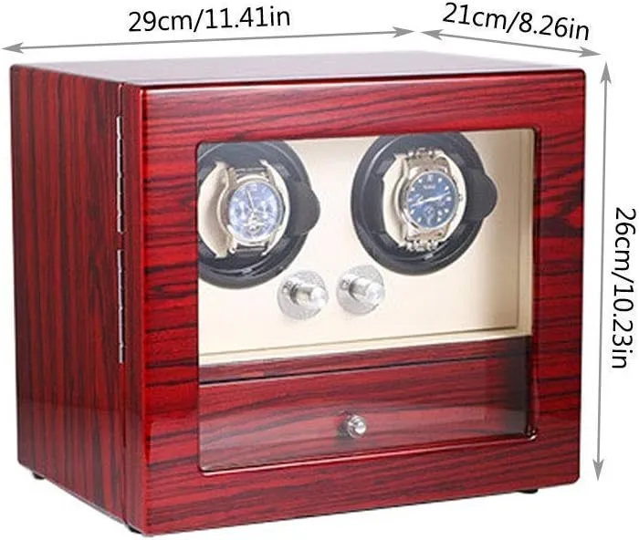 Watches Storage Boxes 5 Rotation Modes toll microwave internationally - Handmade Wooden Watch Winder 2   5 Quiet Motor Automatic 