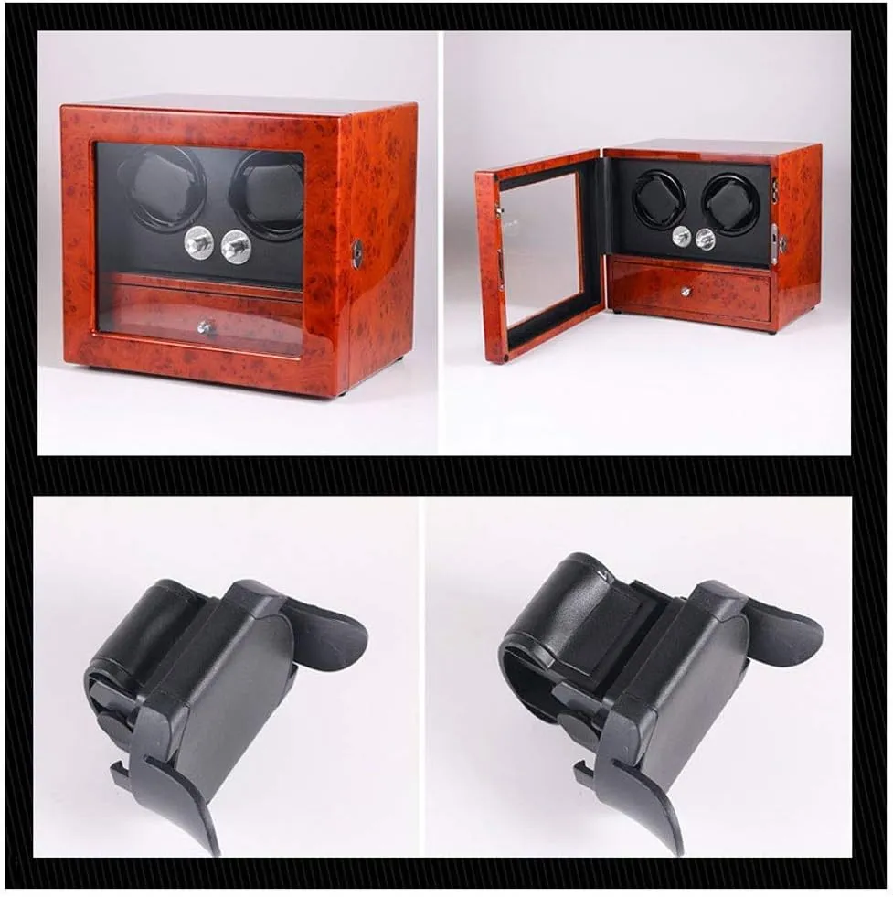 Watches Storage Boxes 5 Rotation Modes toll microwave internationally - Handmade Wooden Watch Winder 2   5 Quiet Motor Automatic 
