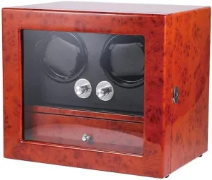 Watches Storage Boxes 5 Rotation Modes toll microwave internationally - Handmade Wooden Watch Winder 2   5 Quiet Motor Automatic 